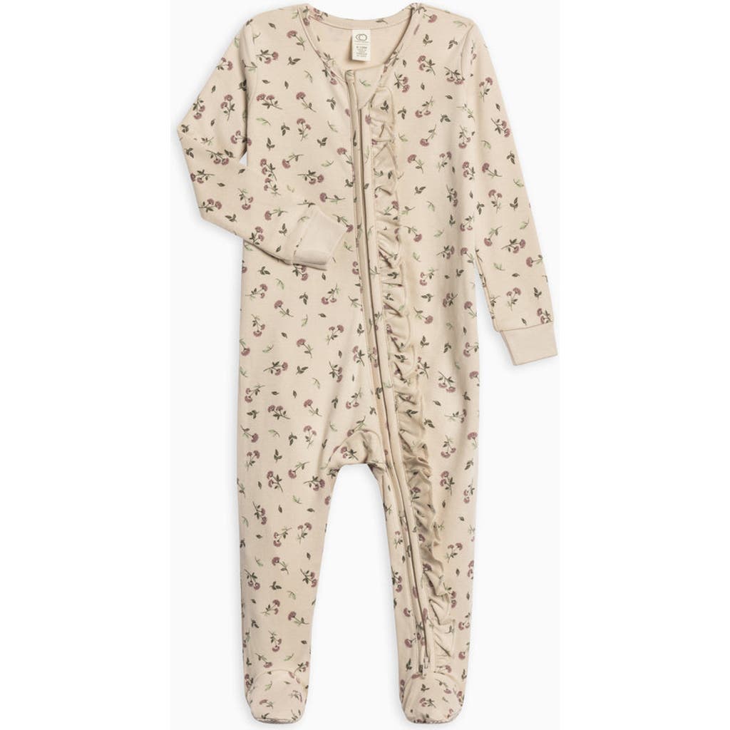 Colored Organics Organic Cotton Neve Ruffle Zipper Sleeper In Neutral