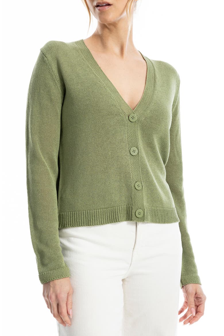 V-Neck Cardigan, Main, color, NEW GREEN