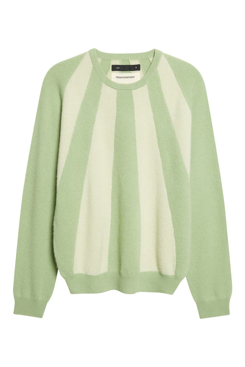 Mini Sunray Stripe Cashmere Crewneck Sweater, Alternate, color, GREEN/ PASTEL GREEN