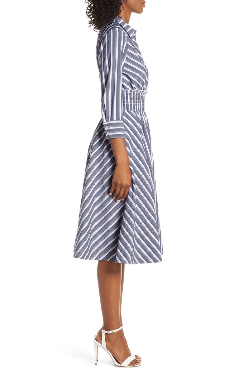 Eliza J Stripe Midi Shirtdress, Alternate, color, 