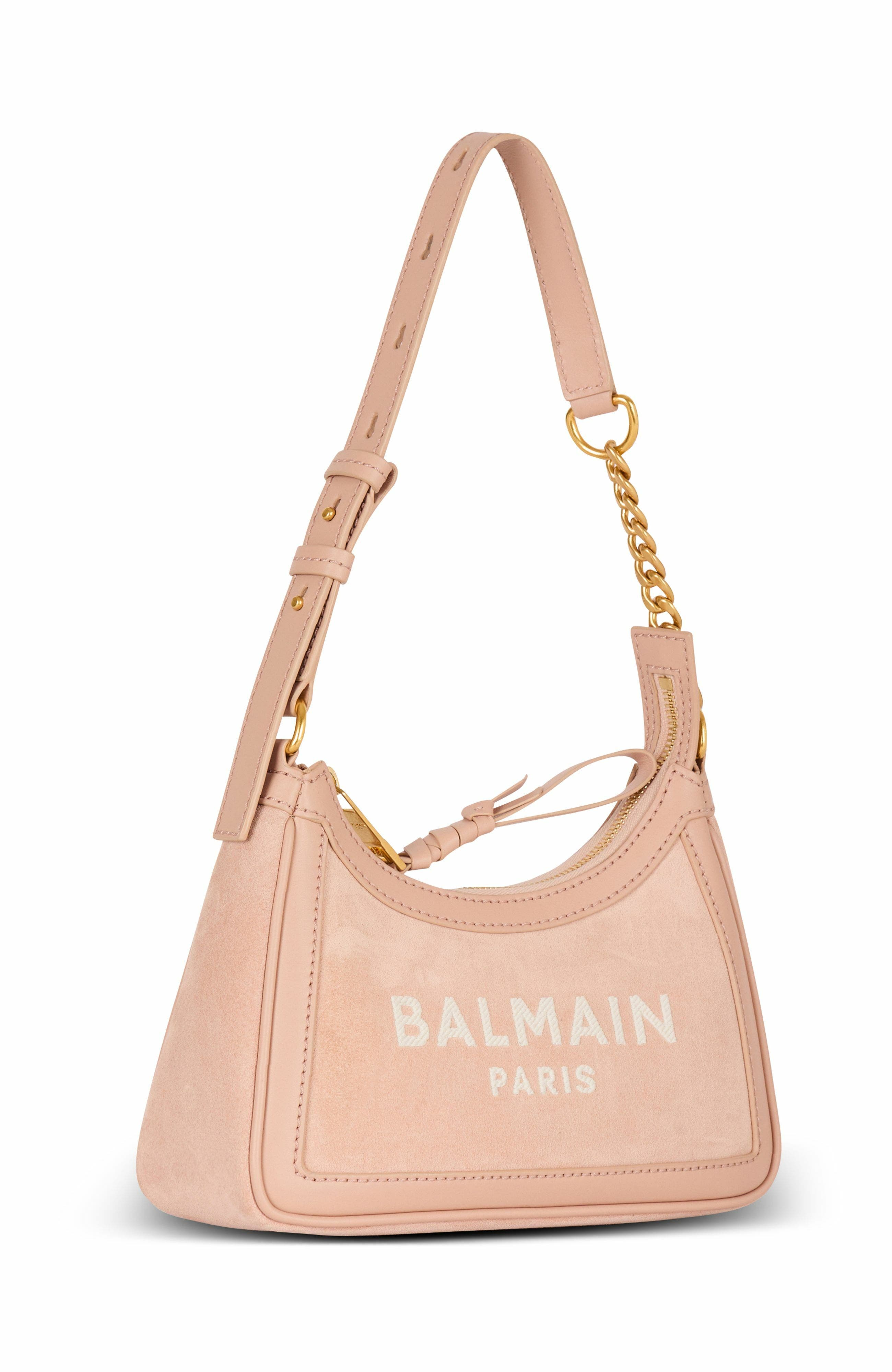 Balmain Suede B-Army Shoulder Bag, Alternate, color, 