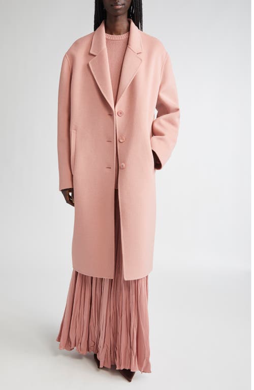 Michael Kors Single-breasted Wool Long Slouch Coat In Pink