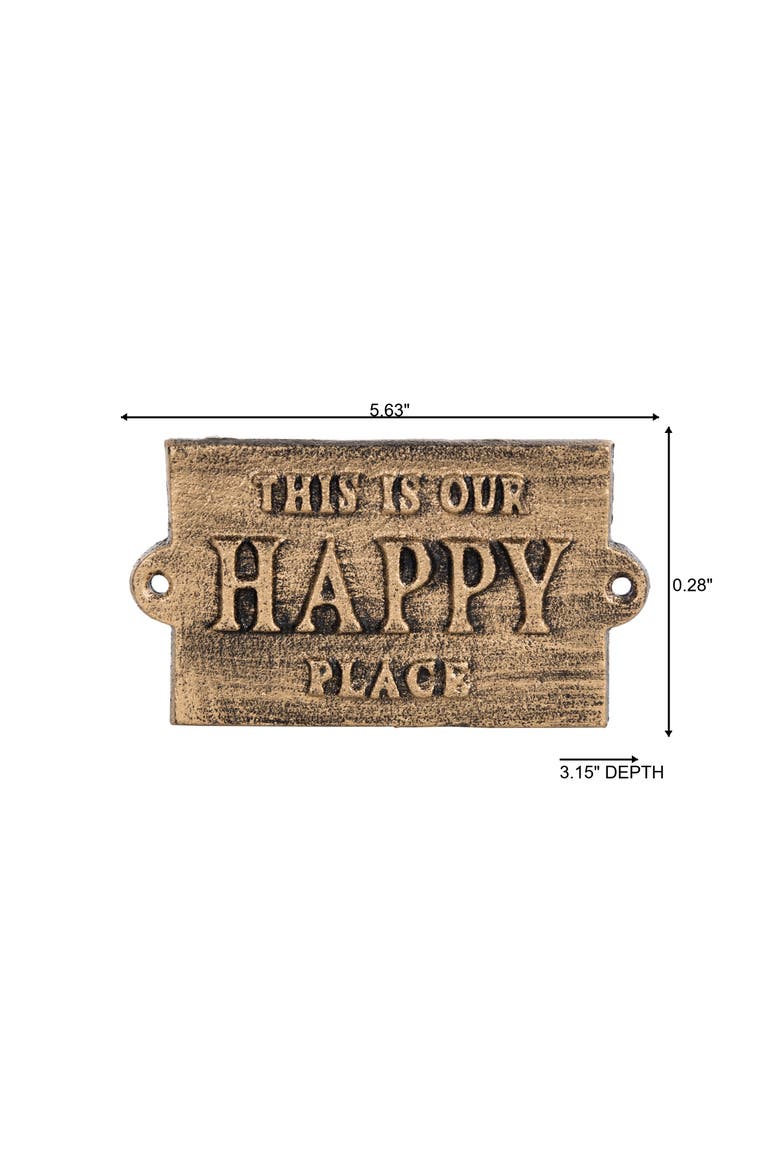 Iron Gold Happy Place Sign for Spring Wall and Entryway Decor, Alternate, color, Gold