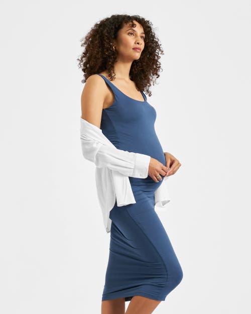 Ripe Maternity Luxe Knit Contour Dress In Blue