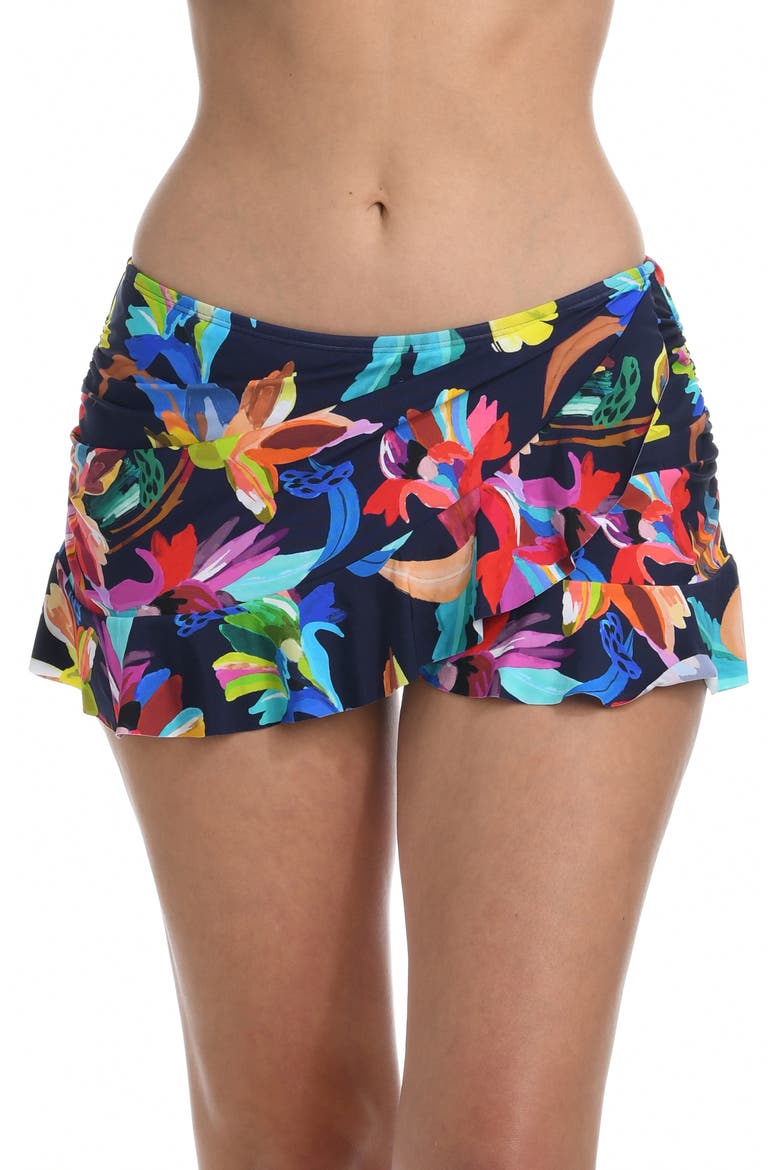 Sea Asymmetric Skirted Bikini Bottoms, Main, color, INDIGO