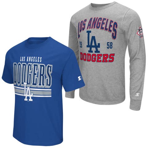 Men's Starter  Heather Gray/Royal Los Angeles Dodgers Two-Pack Long Sleeve & Short Sleeve T-Shirt Set