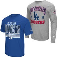 STARTER Men's Starter Heather Gray/Royal Los Angeles Dodgers Two-Pack Long Sleeve & Short Sleeve T-Shirt Set