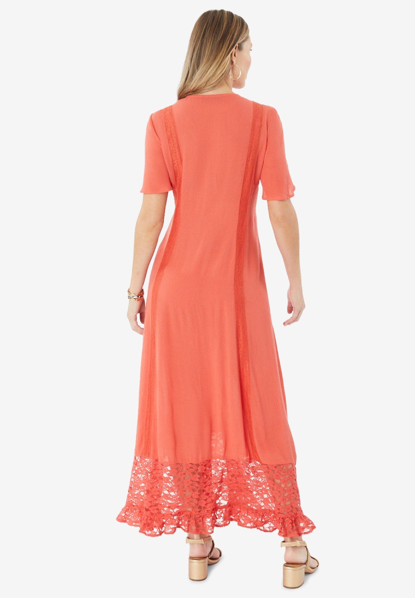 Hand-Crinkled Lace-Panelled Boho Dress - image 2