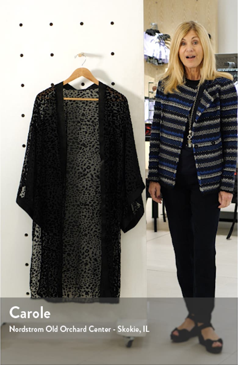 Lorenza Burnout Velvet Leopard Pattern Long Jacket, sales video thumbnail