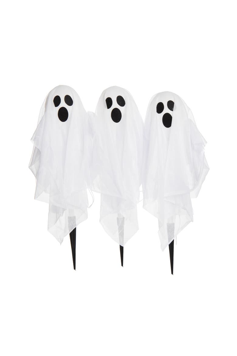 Lighted Up Ghost Halloween Stakes Set of 3, Alternate, color, White