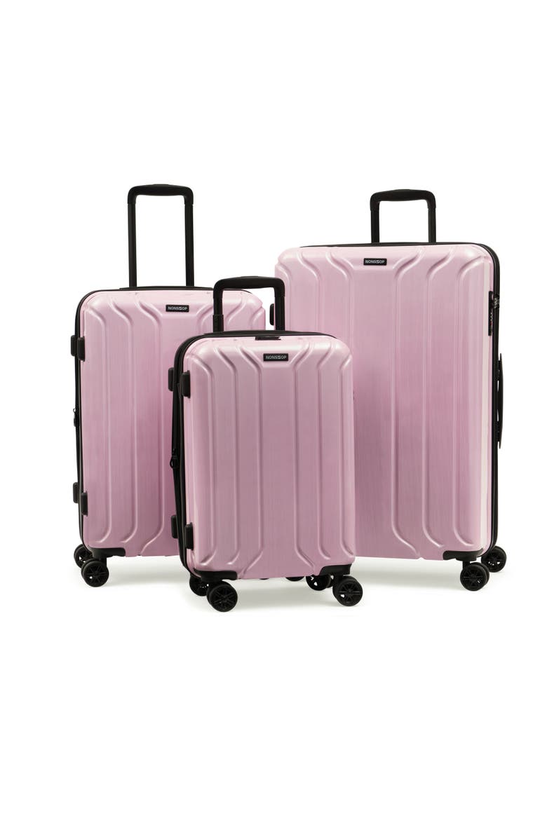 New York Elite 3 Piece Set (20"/24"/28") Lightweight Expandable Luggage Set + 3 Packing Cubes, Main, color, Blush Pink