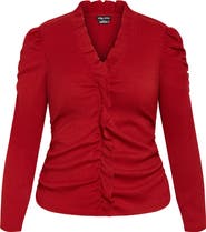 City Chic Anika Ruffle Trim Ruched Top
