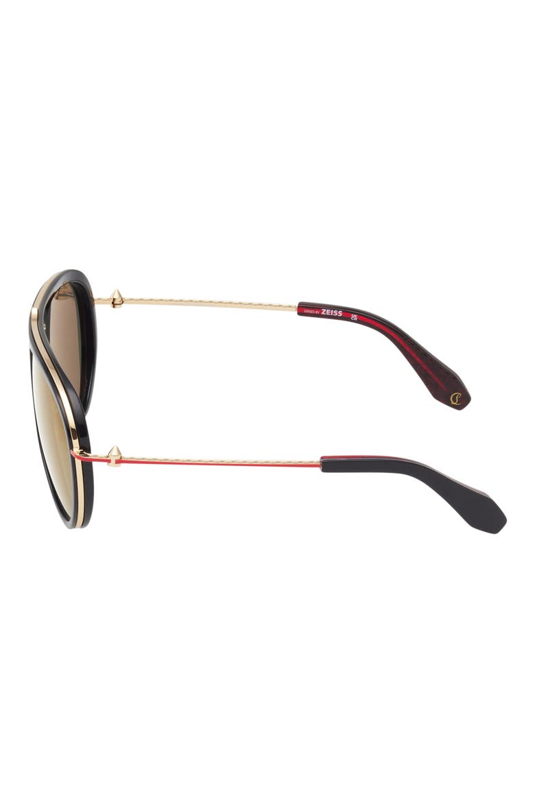 63mm Pilot Sunglasses, Alternate, color, BLACK / GOLD RED ENAMEL