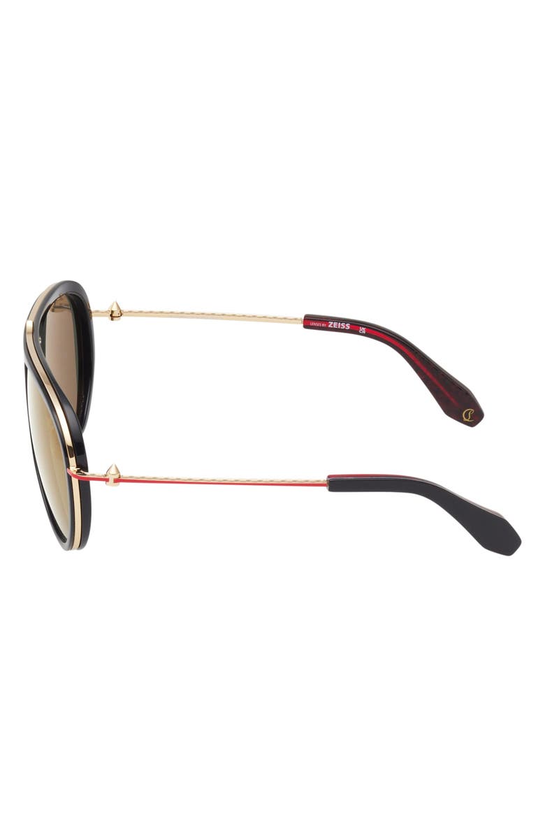 Christian Louboutin 63mm Pilot Sunglasses, Alternate, color, Black / Gold Red Enamel