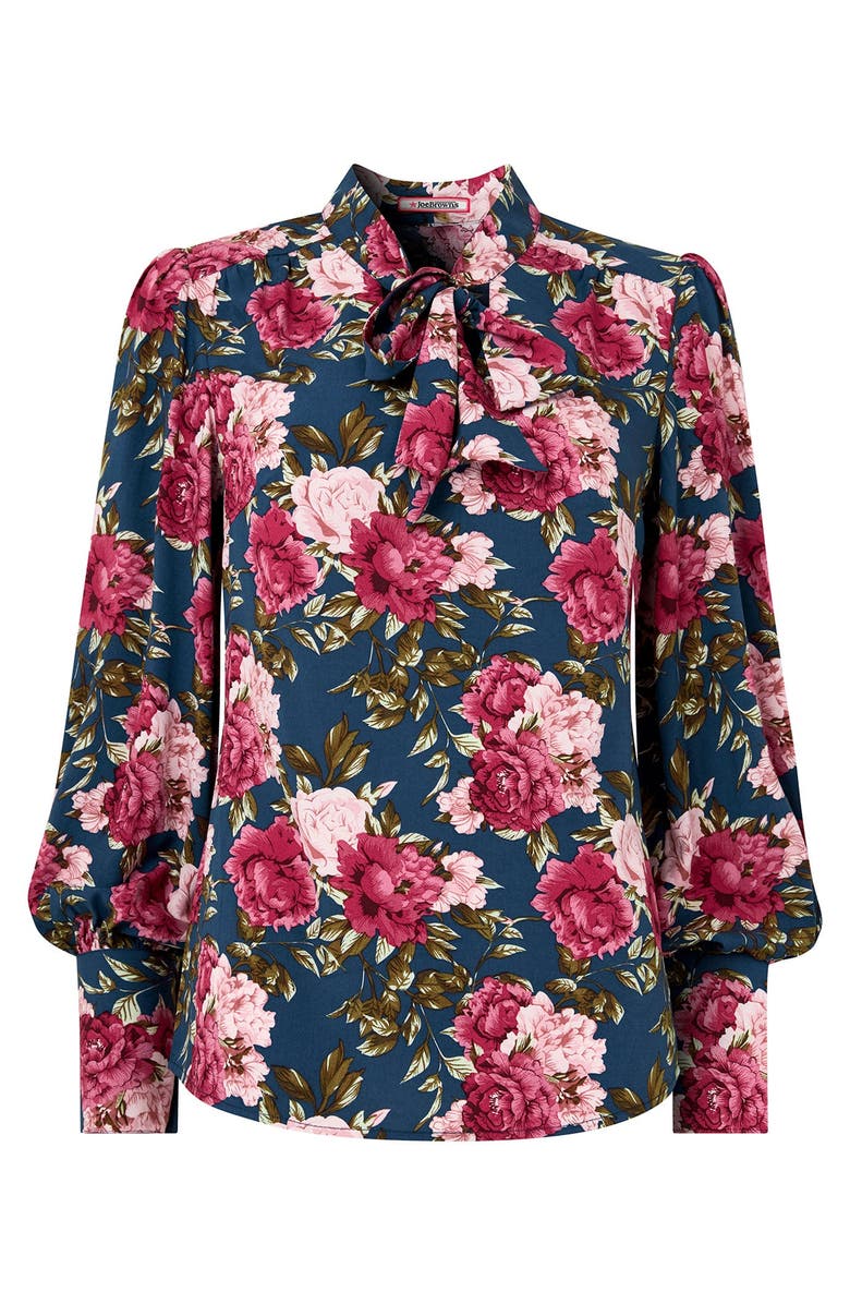 Joe Browns Tie Neck Blouse, Alternate, color, Cabbage Floral