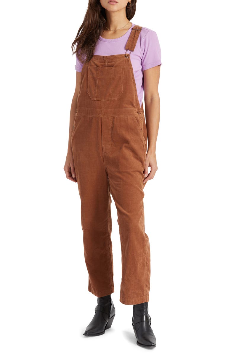 Brixton Christina Houndstooth Crop Flare Leg Overalls, Main, color,