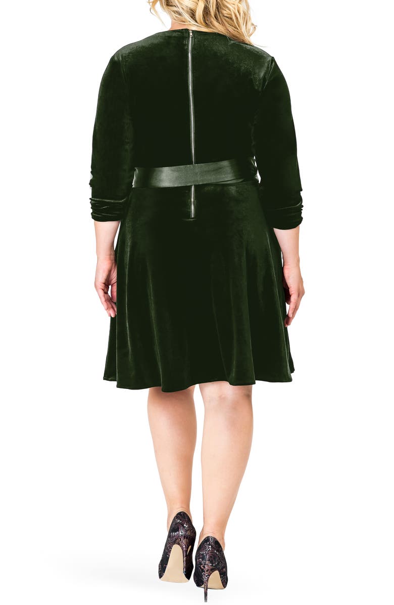 Standards 
Practices Millie V-Neck Stretch Velvet Fit 
Flare Dress, Alternate, color, Green