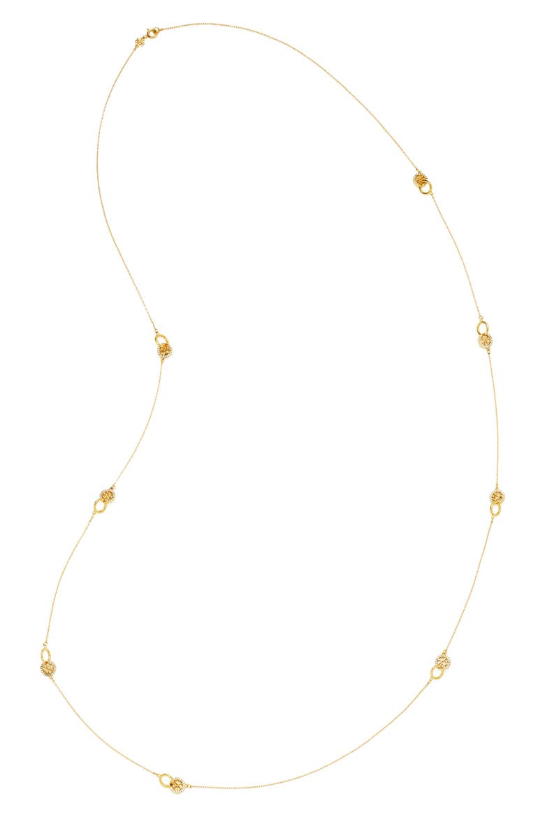 Icon Pavé Interlocking Station Necklace, Alternate, color, TORY GOLD / CRYSTAL