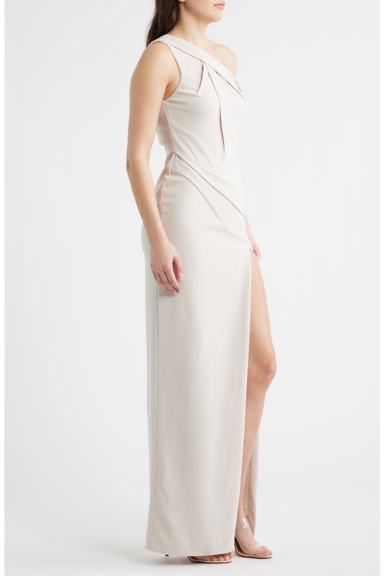 Arliss One-Shoulder Column Gown, Alternate, color, PALE OYSTER