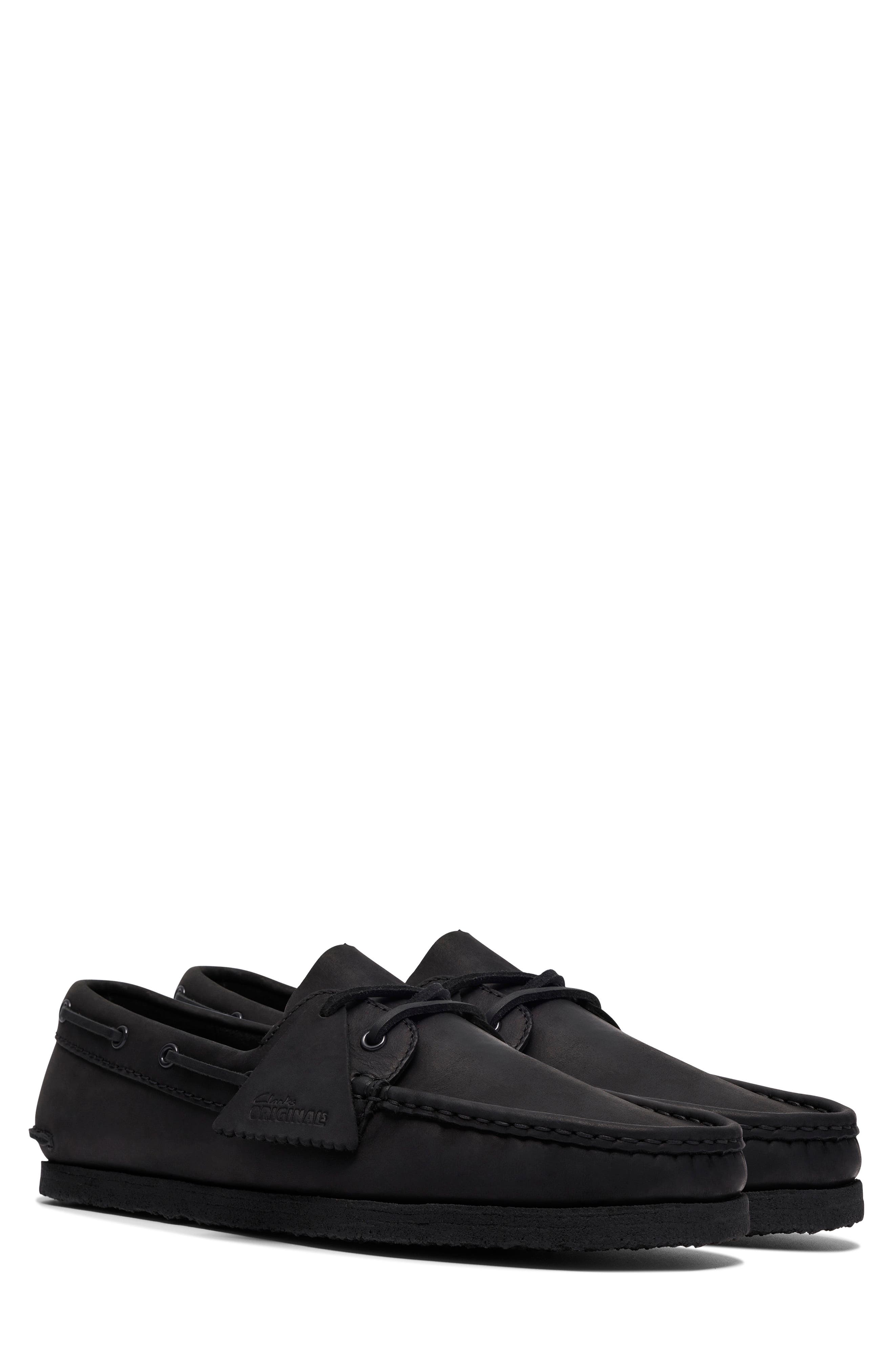 Clarks<sup>®</sup> Originals Godney Boat Shoe, Alternate, color, Black Leather