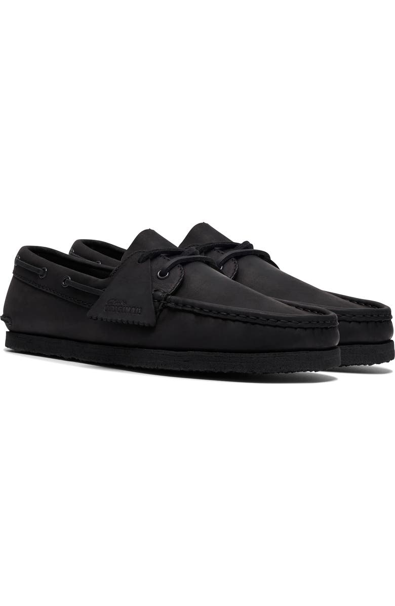 Clarks<sup>®</sup> Originals Godney Boat Shoe, Alternate, color, Black Leather