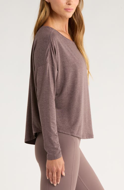 Zella Restore Soft Long Sleeve Relaxed T-shirt In Brown