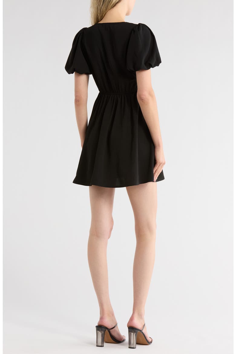 Puff Sleeve Dress, Alternate, color, BLACK