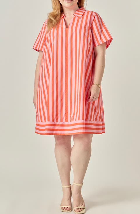 Striped Jacquard Shirt Dress