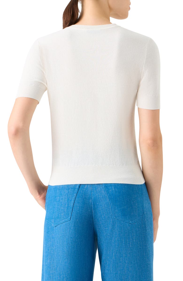 Akris Sunbeam Short Sleeve Silk & Cotton Sweater, Alternate, color, Ecru