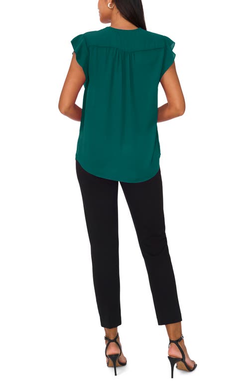 Chaus Print Flutter Sleeve Blouse In Green