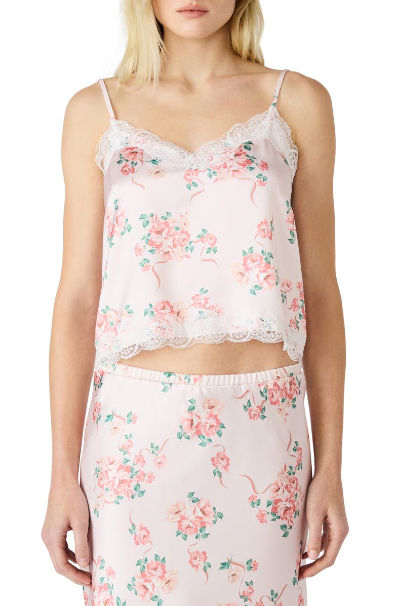 Steve Madden Delany Lace Trim Camisole, Main, color, Peach Romance