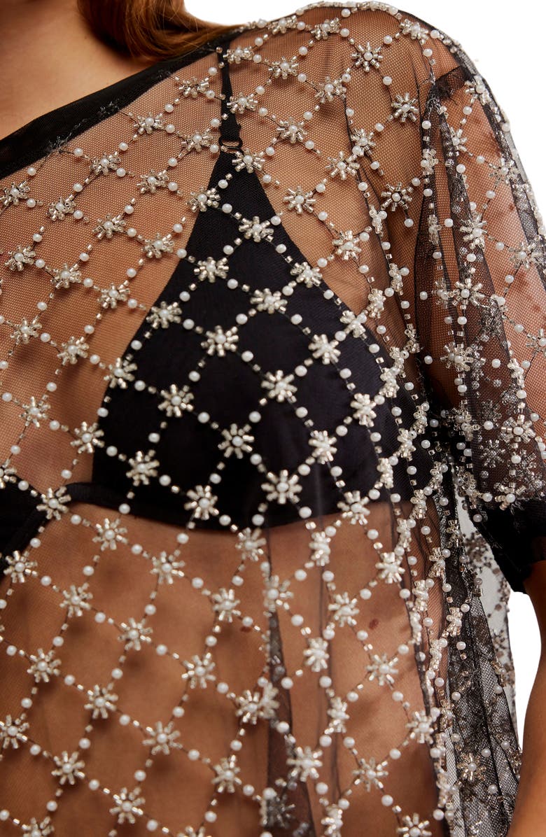 Free People Loir Embellished Knit Top, Alternate, color, Black