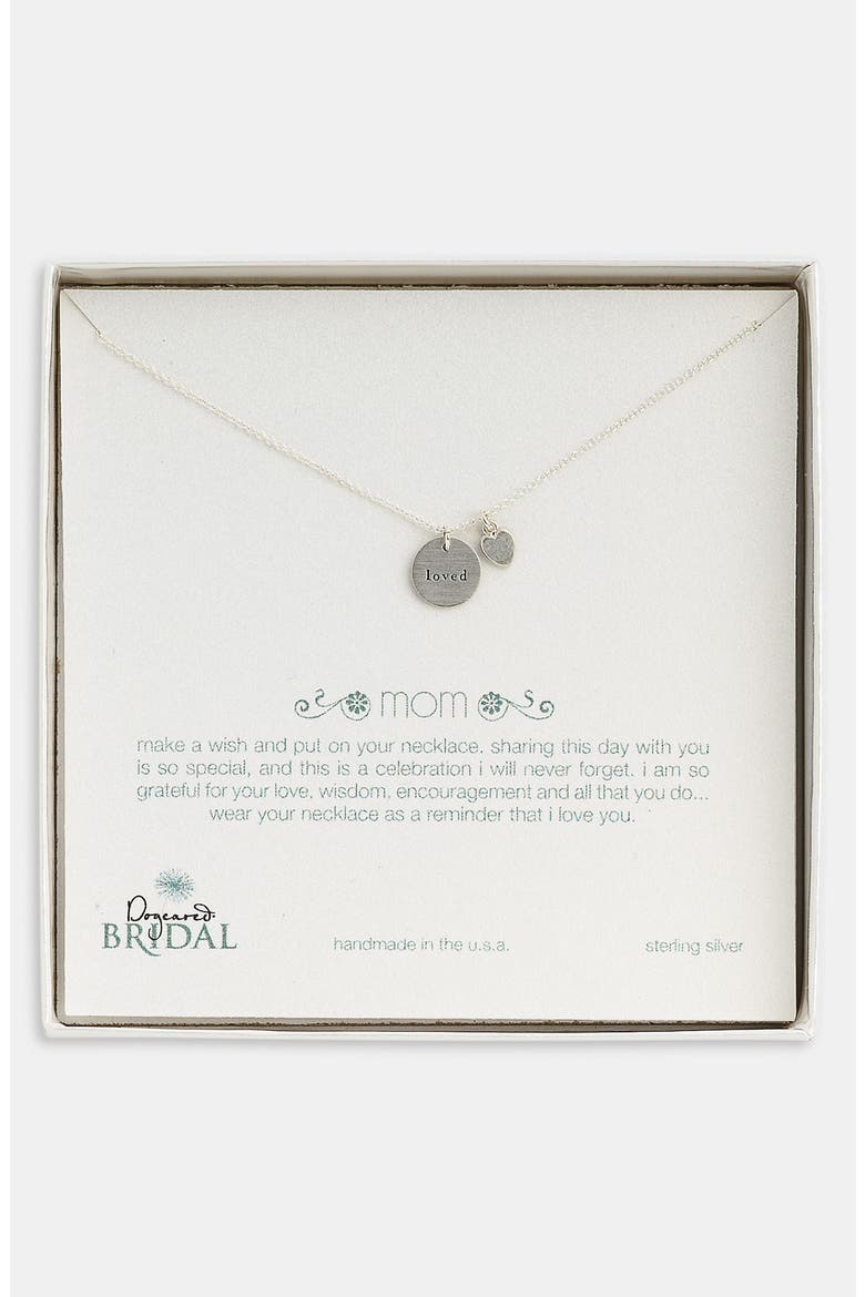 'Mom Loved - Heart' Pendant Necklace (Nordstrom Exclusive), Alternate, color, STERLING SILVER