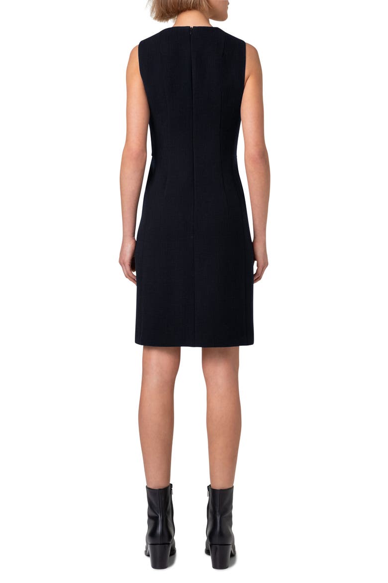 Wool Double Face Crepe Sheath Dress, Alternate, color, BLACK