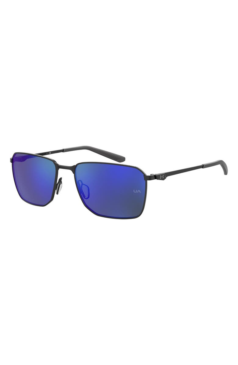 Under Armour 58mm Rectangular Sunglasses, Alternate, color, Black/ Blue Multilayer