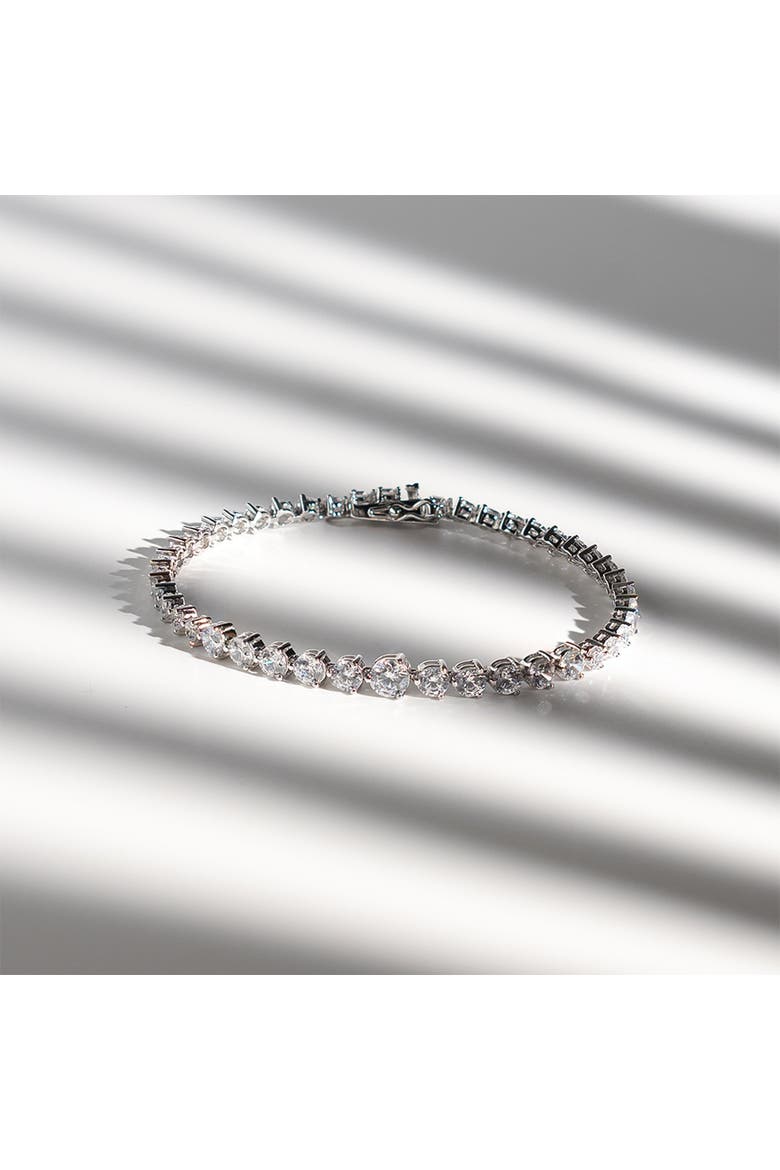 Gradual Size Gemstone Sterling Silver Tennis Bracelet, Alternate, color, Silver