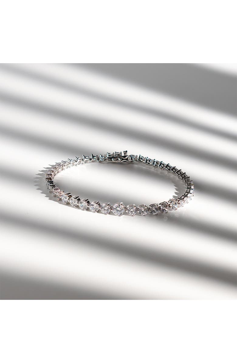 Spero London Gradual Size Gemstone Sterling Silver Tennis Bracelet, Alternate, color, Silver