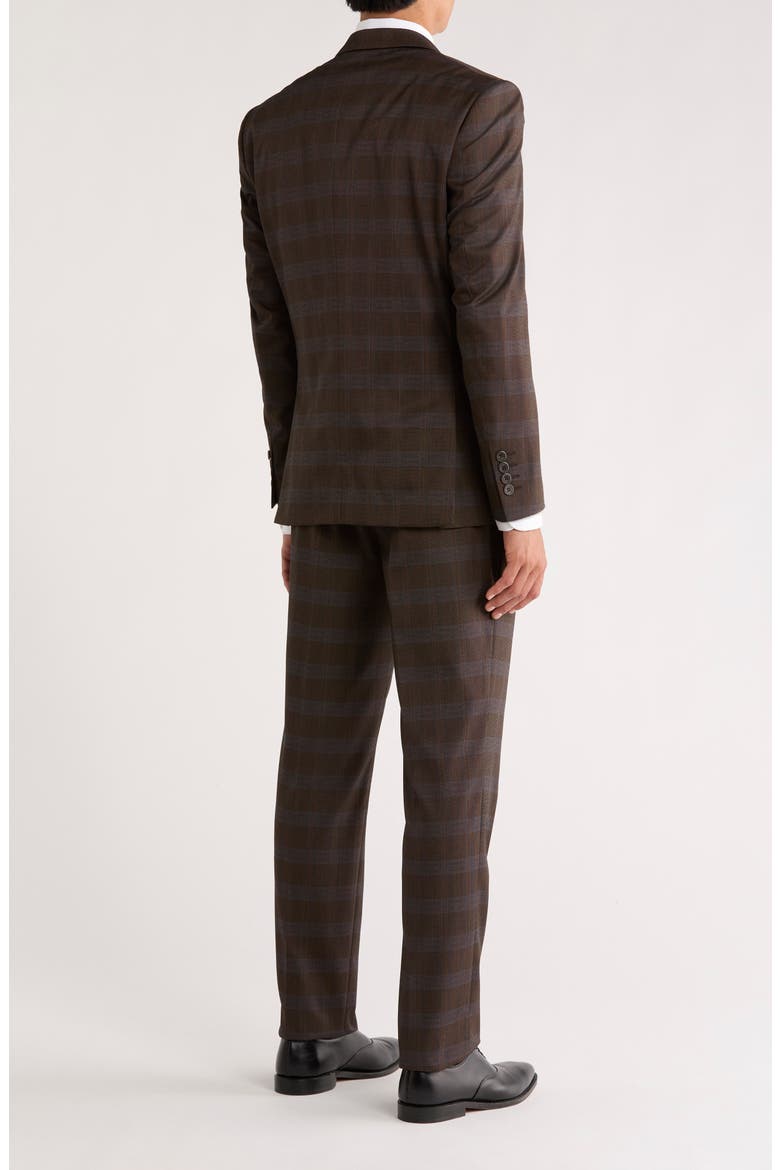 Glen Plaid Mélange 3-Piece Suit, Alternate, color, BROWN