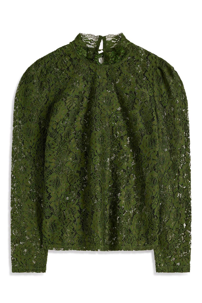 Mock Neck Lace Top, Alternate, color, BRUNSWICK GREEN