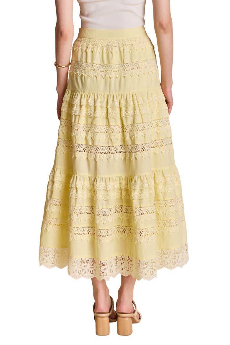 Tiered Midi Skirt, Alternate, color, BUTTER