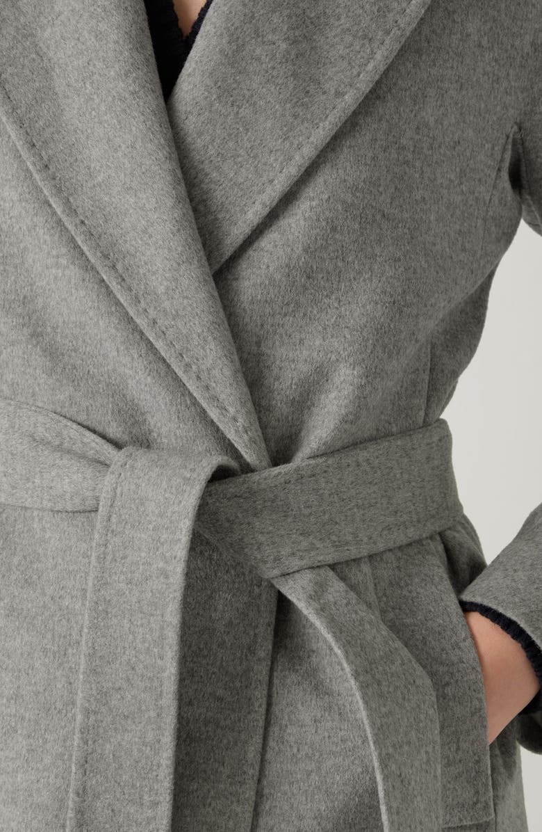 LK Bennett Francine Belted Longline Merino Wool Coat, Alternate, color, Grey