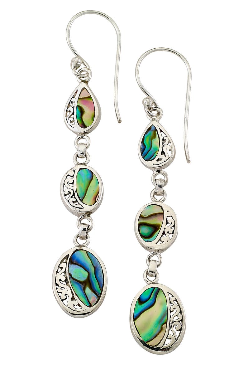 Abalone Drop Earrings, Main, color, BLUE AND GREEN