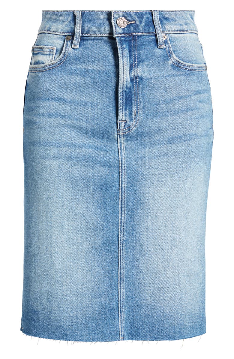 HIDDEN JEANS Raw Hem Denim Pencil Skirt, Alternate, color, Medium Wash