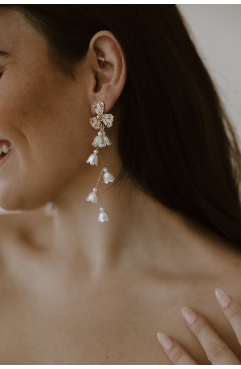 Untamed Petals Soiree Crystal Drop Earrings, Alternate, color, Gold