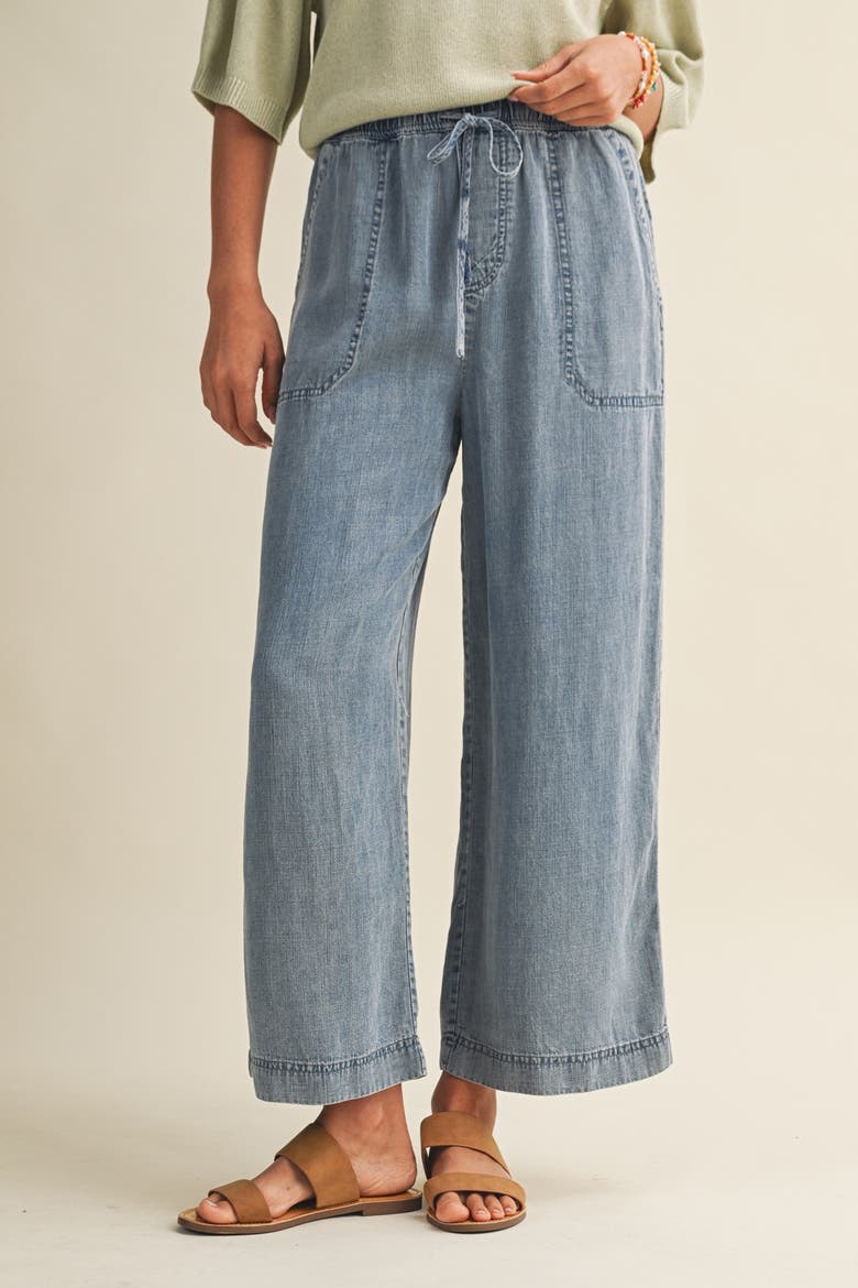 Washed Denim Cropped Pants, Alternate, color, Blue