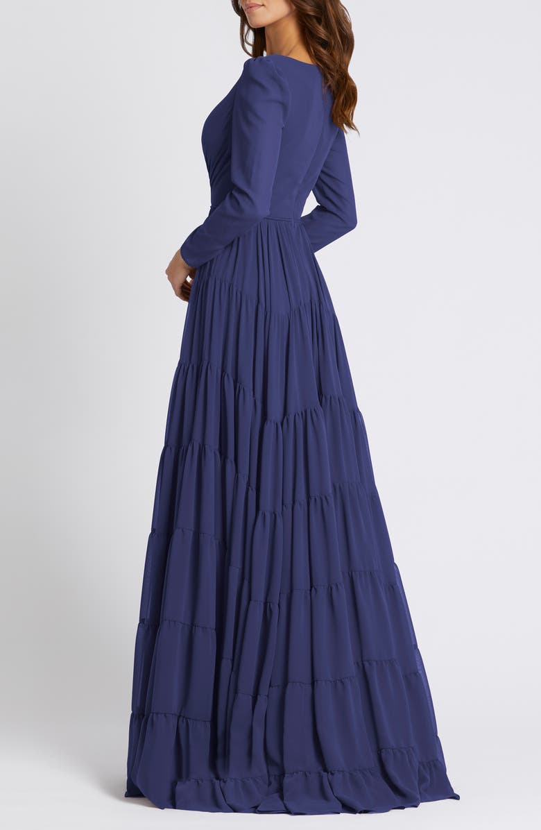 Ieena for Mac Duggal Long Sleeve Chiffon A-Line Gown, Alternate, color,