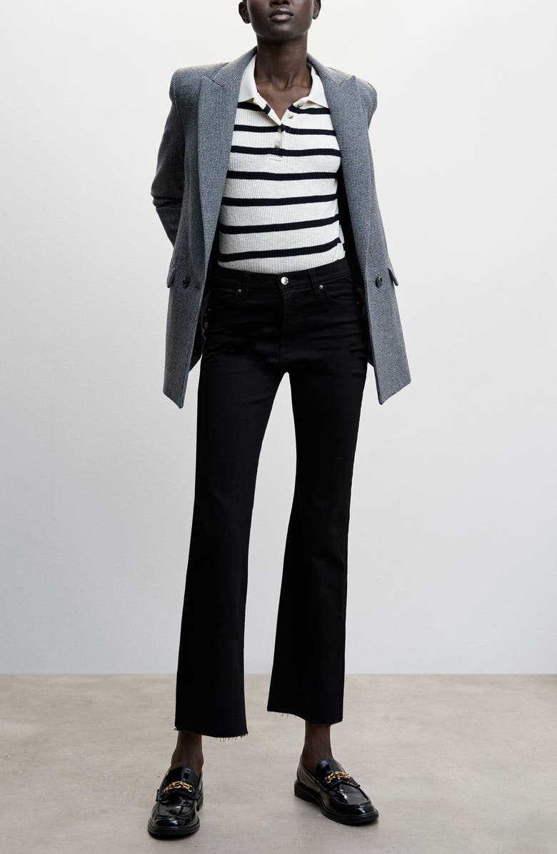 MANGO Raw Hem Crop Flare Jeans, Alternate, color, 