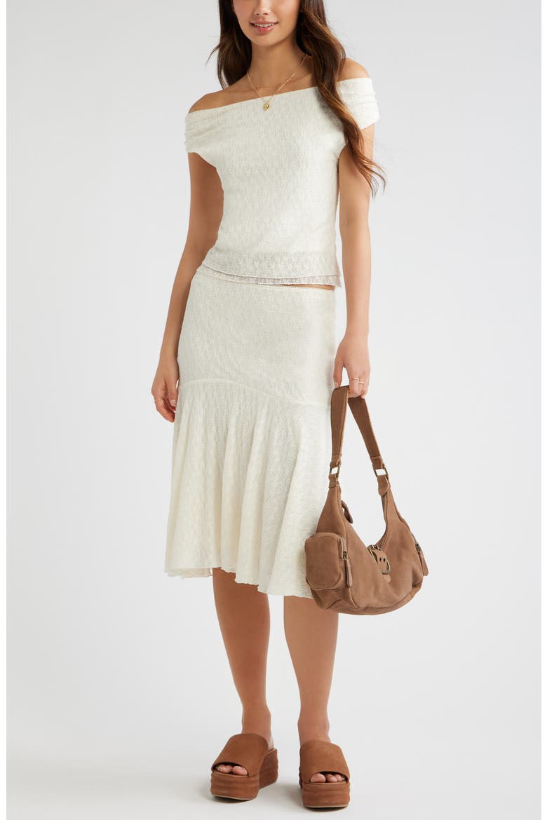 Off the Shoulder Lace Knit Top, Alternate, color, IVORY