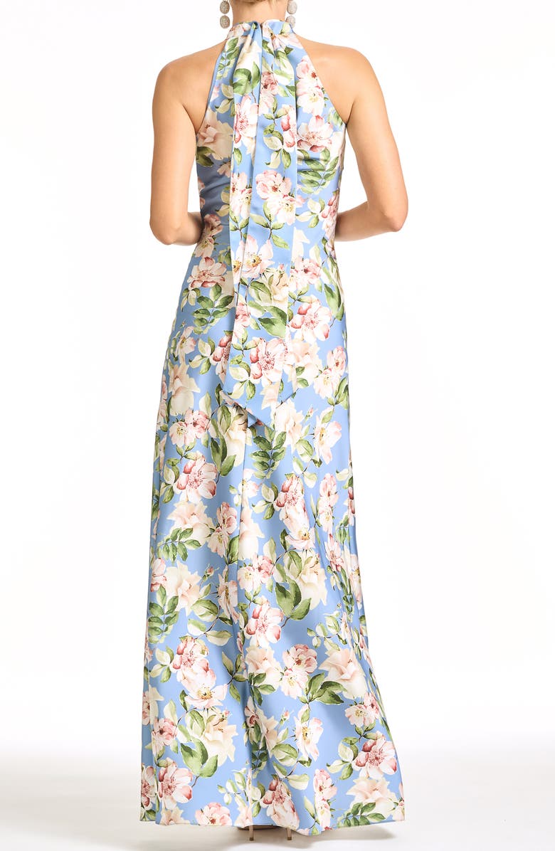 Sachin & Babi Laurant Floral Halter Gown, Alternate, color, Twilight Camellias