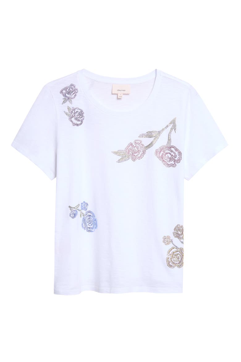 Floral Embellished T-Shirt, Alternate, color, WHITE